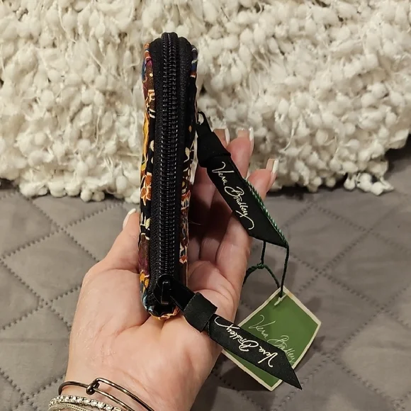 Vera Bradley Kensington Zip Around Paisley Quilted Wallet - Black, Brown, Orange - Picture 8 of 16